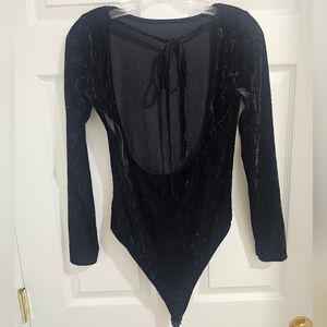 Zuiki Vintage Black Velvet Women's Bodysuit